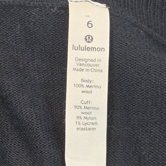 Lululemon Black Merino Wool Open Front Cardigan Ribbed Women’s Size 6 - Picture 3 of 6